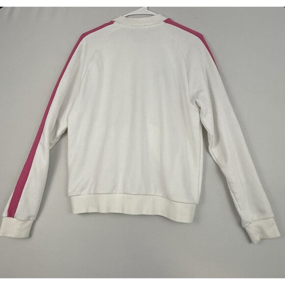 Puma T7 Track Jacket Womens Medium White Pink Zip Up Retro Stripe Athletic Logo - Picture 2 of 15